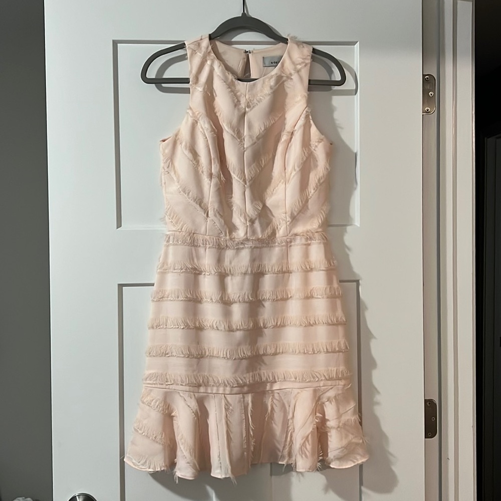 Blush fringe cocktail dress